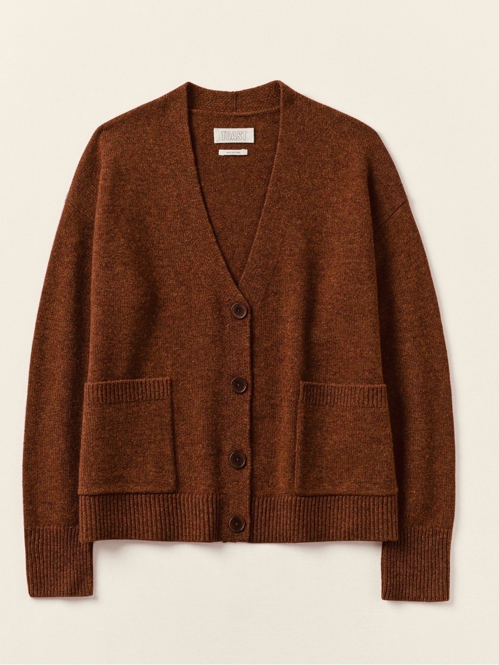 Toast Ffion Wool Cashmere Boxy Cardigan Sweater Pecan Brown Sz XXS - Picture 2 of 9